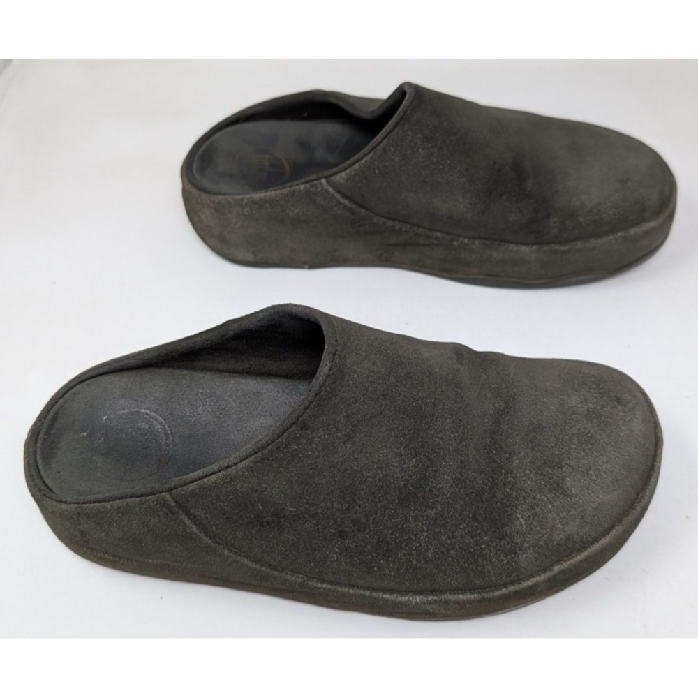 Fitflop Gogh Moc Platform Clogs Women's Size 7 Green Suede‎ Mules Slip On Comfy
